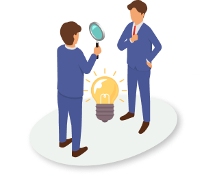 アイデアを出し合う２人の人物